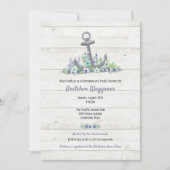 Invitation Fête des mariées Ancre florale marine (Devant)