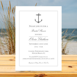 Invitation Fête des mariées Ancre simple Blanc