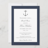 Invitation Fête des mariées Ancre simple | Bleu Marine (Devant)