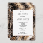 Invitation Fête des mariées animale de léopard de crème noire (Devant / Derrière)