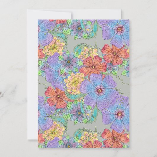 Invitation Fête des mariées animée de floraison de Boho viole (Dos)