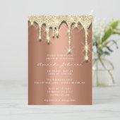 Invitation Fête des mariées Anniversaire 16e Gold 3D Drip Cop (Debout devant)