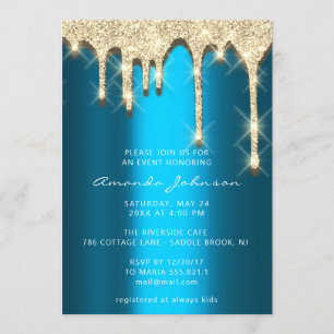 Invitation Fête des mariées Anniversaire 16e Gold 3D Drip Tur