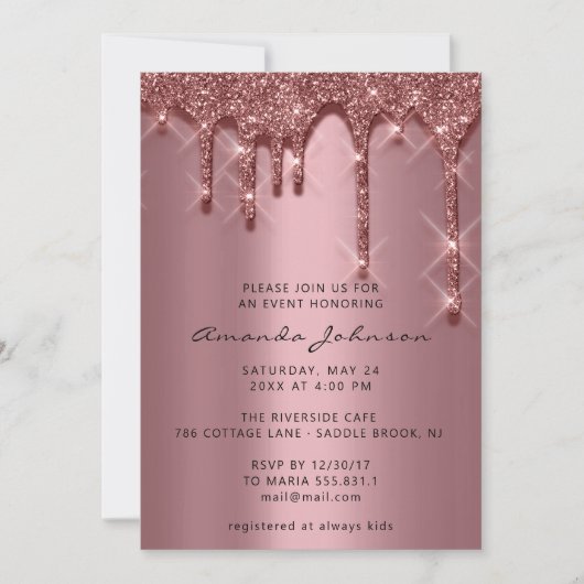 Invitation Fête des mariées Anniversaire 16e Gold 3D Rose de  (Devant)