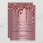 Invitation Fête des mariées Anniversaire 16e Gold 3D Rose de  (Devant / Derrière)