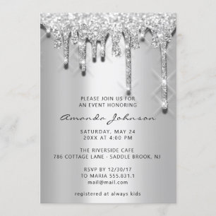 Invitation Fête des mariées Anniversaire 16e Silver Grey 3D D