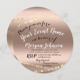 Invitation Fête des mariées Anniversaire Confetti Rose Gold