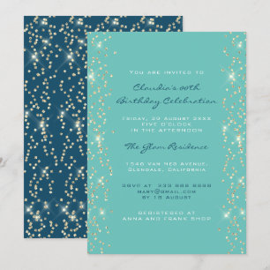 Invitation Fête des mariées Anniversaire Coral Confetti Bleu