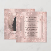Invitation Fête des mariées Anniversaire Cristaux Roses Photo (Devant / Derrière)