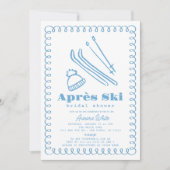 Invitation Fête des mariées Après-Ski Bleu Tirée À La Main (Devant)