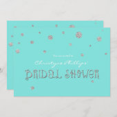 Invitation FÊTE DES MARIÉES Aqua & Silver Parties scintillant (Devant / Derrière)