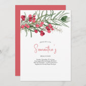 Invitation Fête des mariées Aquarelle à feuillage persistant  (Devant / Derrière)