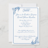 Invitation Fête des mariées, Aquarelle bleu contour (Devant)