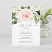 Invitation Fête des mariées Aquarelle Bouquet rose pâle (Debout devant)