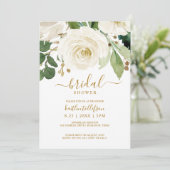 Invitation Fête des mariées Aquarelle Bouquet Vert blanc (Debout devant)