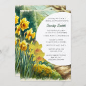 Invitation Fête des mariées Aquarelle Daffodiques (Devant / Derrière)