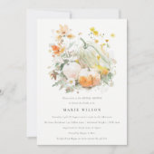 Invitation Fête des mariées aquarelle de Citrouille Fleur sau (Devant)