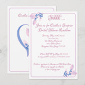 Invitation Fête des mariées, Aquarelle en contour rose (Devant / Derrière)