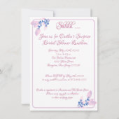 Invitation Fête des mariées, Aquarelle en contour rose (Devant)