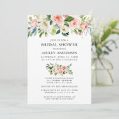 Invitation Fête des mariées Aquarelle Floral rose Blush Éléga (Debout devant)