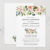 Invitation Fête des mariées Aquarelle Floral rose Blush Éléga (Devant / Derrière)