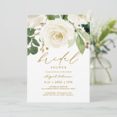 Invitation Fête des mariées Aquarelle Florale Blanc Vert 2 (Debout devant)