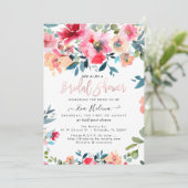 Invitation Fête des mariées aquarelle, Jardin Rouge Roses (Debout devant)