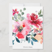 Invitation Fête des mariées aquarelle, Jardin Rouge Roses (Dos)