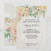 Invitation Fête des mariées Aquarelle moderne BOHO Marbre fle (Devant / Derrière)