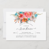 Invitation Fête des mariées, Aquarelle Orange Peonies (Devant)