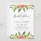 Invitation Fête des mariées Aquarelle Oranges et Pamplemousse (Devant)