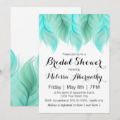 Invitation Fête des mariées Aquarelle Plumes (Devant / Derrière)