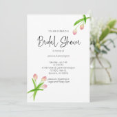 Invitation Fête des mariées Aquarelle Ressort Tulipes Invitat (Debout devant)