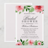 Invitation Fête des mariées Aquarelle Rose Fleurs Botanique (Devant / Derrière)