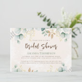 Invitation Fête des mariées Aquarelle Verdure Eucalyptus (Debout devant)