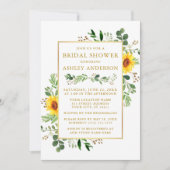 Invitation Fête des mariées Aquarelle Vert Fleurs de soleil O (Devant)