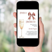 Invitation Fête des mariées arc rose de perles Prosecco