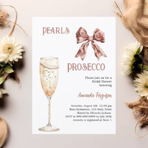 Invitation Fête des mariées arc rose de perles Prosecco