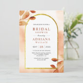 Invitation Fête des mariées Arch Feuille Boho Earthy Terracot (Debout devant)