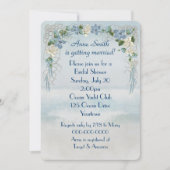 Invitation Fête des mariées Arche Florale Sur Aquarelle Océan (Devant)