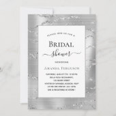 Invitation Fête des mariées argent blanc élégant (Devant)