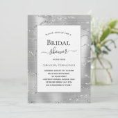 Invitation Fête des mariées argent blanc glamour luxe (Debout devant)