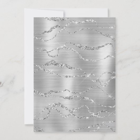 Invitation Fête des mariées argent blanc glamour luxe (Dos)