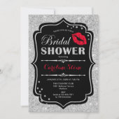 Invitation Fête des mariées - Argent rouge noir (Devant)