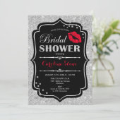 Invitation Fête des mariées - Argent rouge noir (Debout devant)