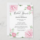 Invitation Fête des mariées Arrière - plan Floral Pink White (Devant)