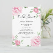 Invitation Fête des mariées Arrière - plan Floral Pink White (Debout devant)