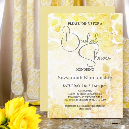 Invitation Fête des mariées Arrière - plan Pastel Floral subt