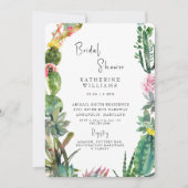 Invitation Fête des mariées arrondie blanche de Cactus tropic (Devant)