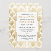 Invitation Fête des mariées Art déco années 1920 White and Go (Devant / Derrière)